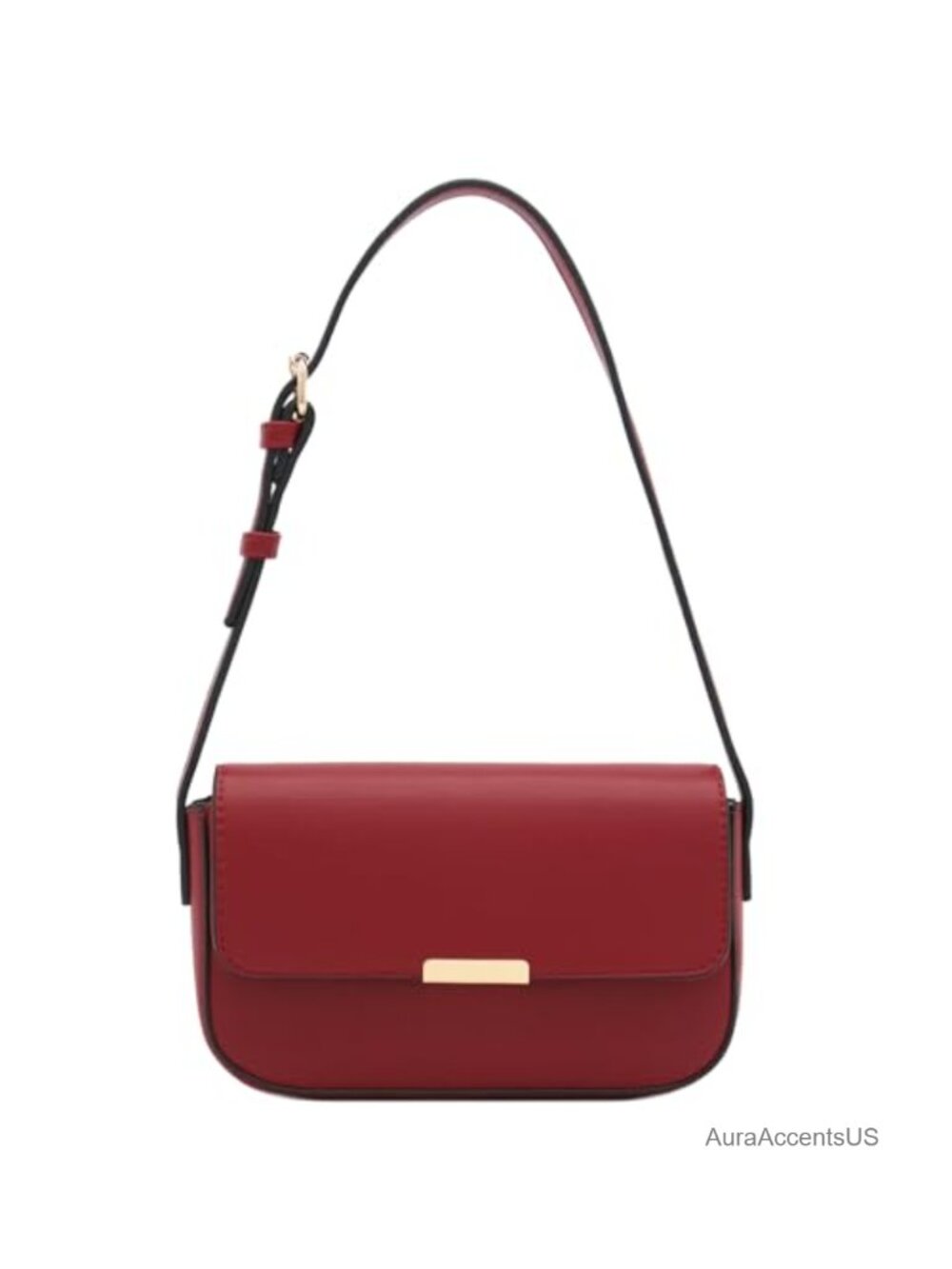 Mini Rectangular Flap Purse Faux Leather Shoulder Bag Magnetic Snap
